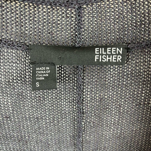 Eileen Fisher Linen Blend Open Front Cardigan Grey Purple Small - Picture 3 of 4